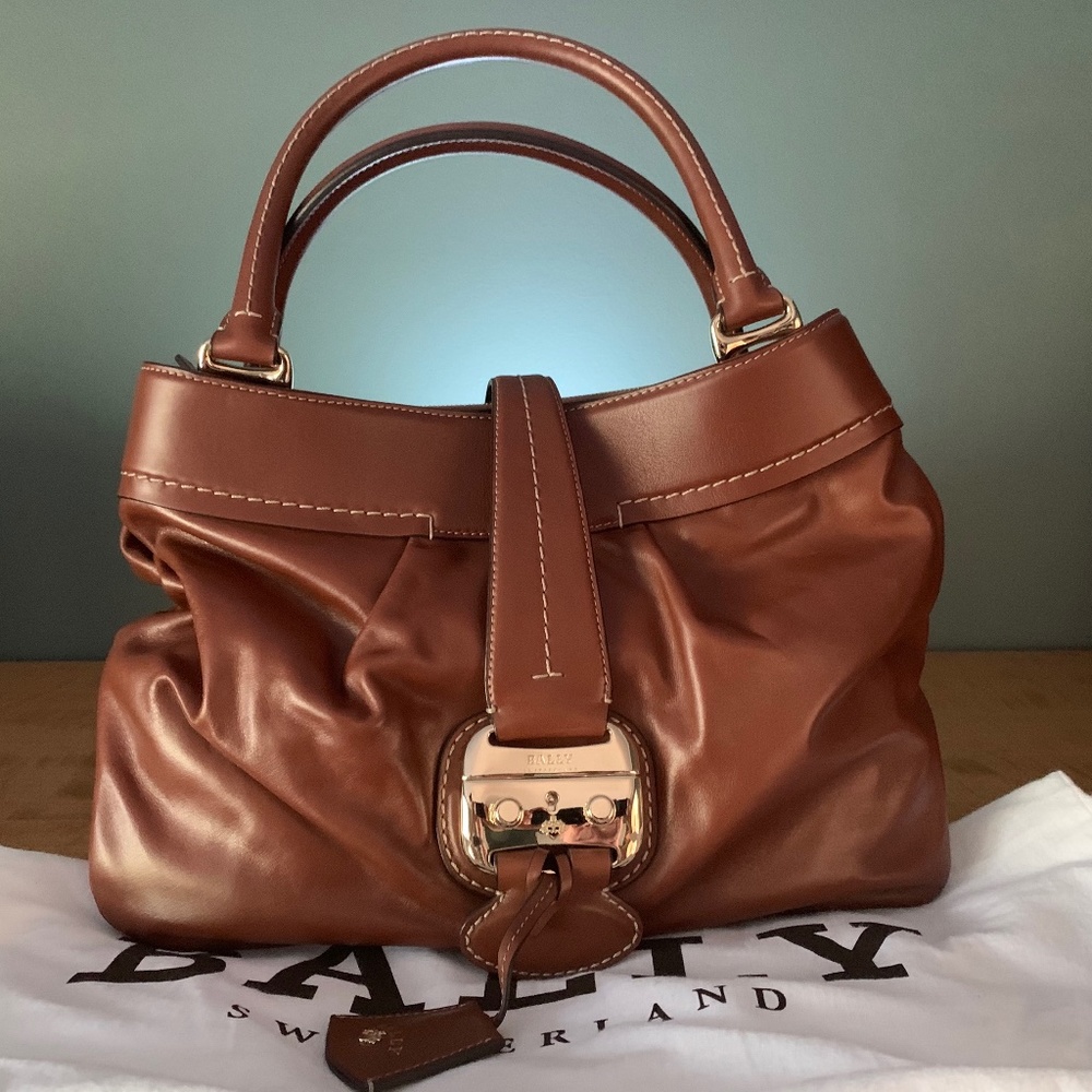 BALLY Authentic Leather Top Handle Satchel Handbag